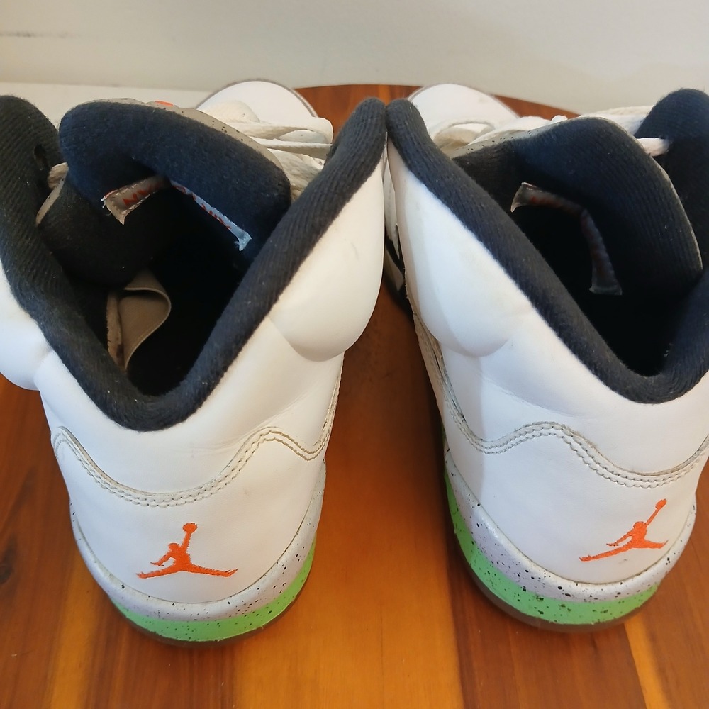 Jordan 5 Retro Poison Green GS Kids 7Y White Shoes Sneakers 440888-115 - Picture 4 of 8